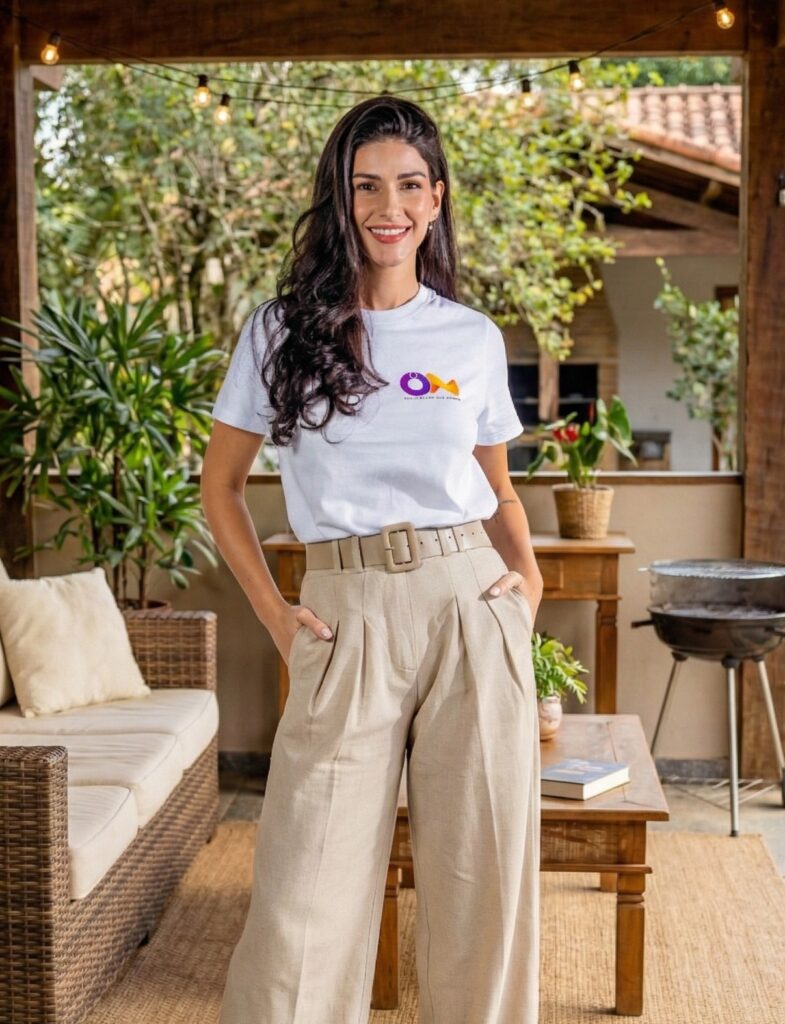 mulher natural camisa on branca
